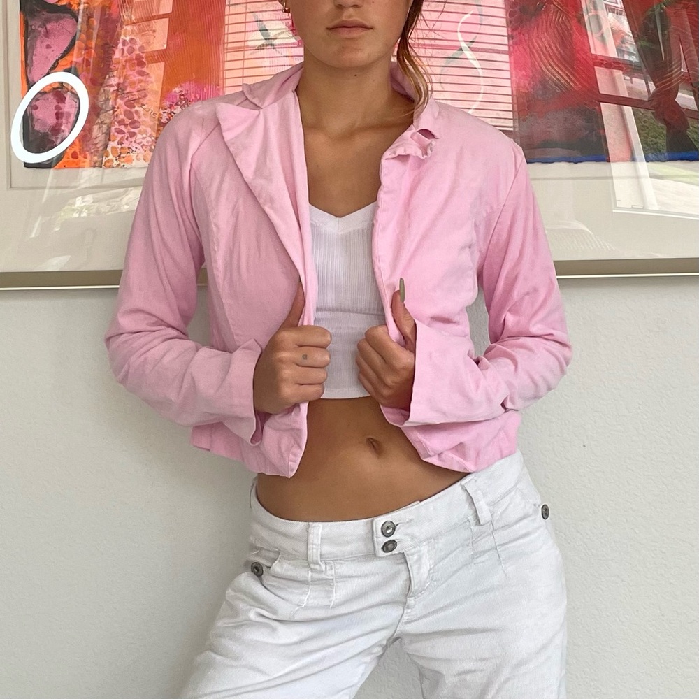 light pink cropped jacket